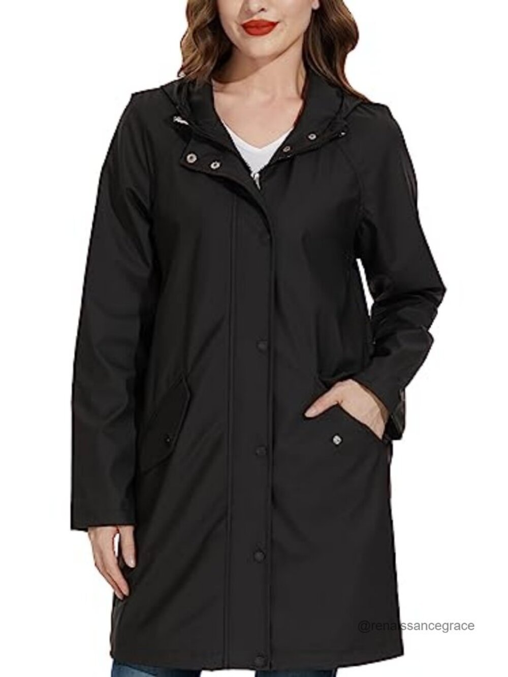 Waterproof Hooded Raincoat Windproof Long Rain Jacket Lightweight